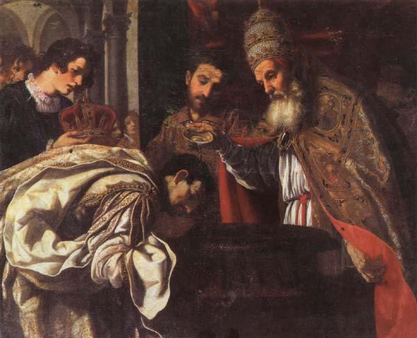 Jacopo Vignali St.Silvester,Pope,Baptizes the Emperor Constantine Sweden oil painting art